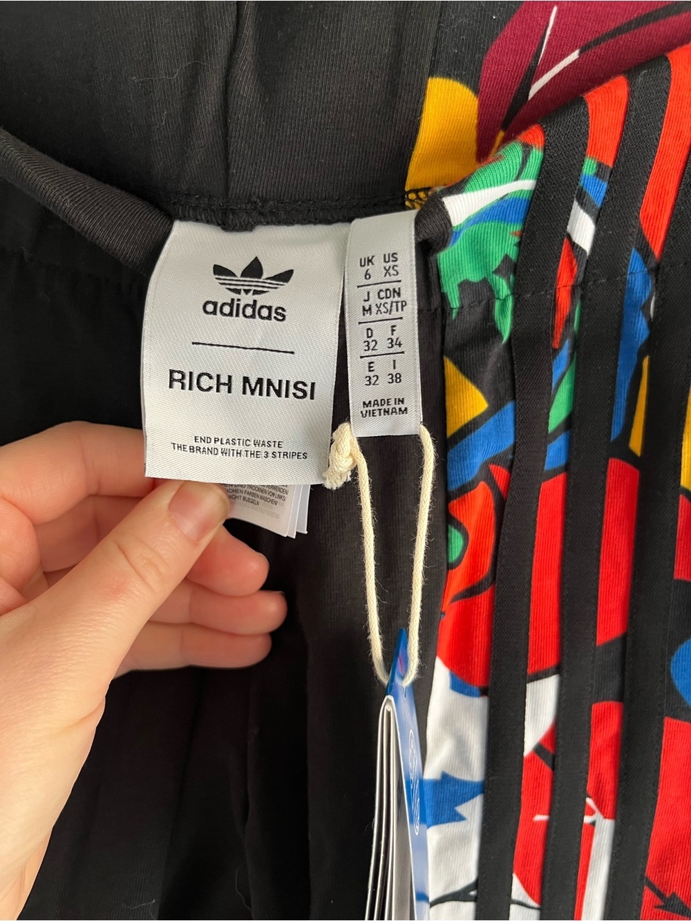Adidas Originals Rich Mnisi Bike Shorts Leggings NWT Colorful Print XS - Picture 5 of 7